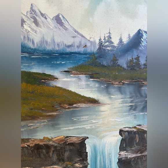 Vintage Oil Painting Edward Currier Nature Scene Mountain View 18”x24” Wall Art - Picture 6 of 10